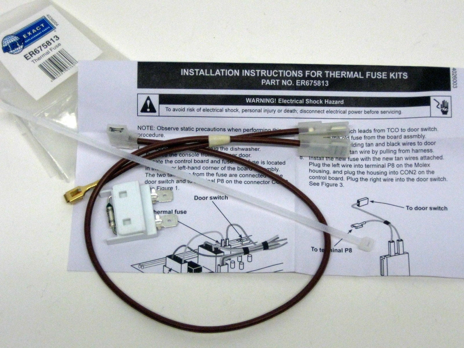 675813 for Whirlpool Kenmore Dishwasher Thermal Fuse Link for Door