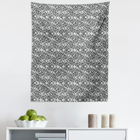 Floral Tapestry, Monochrome Composition of Water Lilies Design Sketch Style Arrangement, Fabric Wall Hanging Decor for Bedroom Living Room Dorm, 5 Sizes, Black and White, by Ambesonne