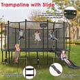 thumbnail image 5 of Jump Into Fun Trampoline 16 15 14 12FT for 9-10 Kids/ 4-5 Adults, Trampoline with Slide, Enclosure, Basketball Hoop, LED Light and More, 1500LBS Heavy Duty Galvanized Outdoor Trampoline for Family, 5 of 7
