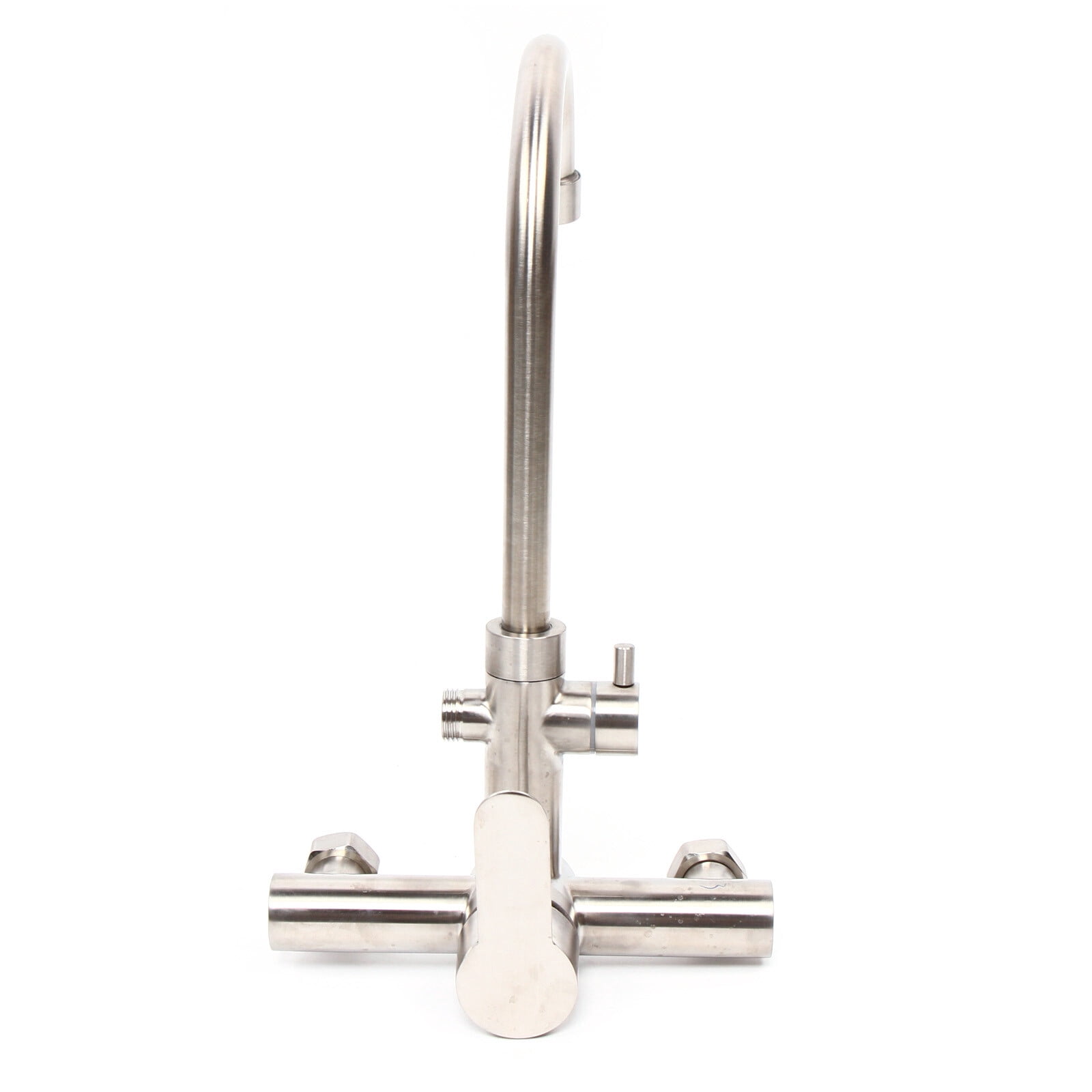 Silver Single Handle Wall-mounted Stainless Steel Faucet 360° Rotation Kitchen Faucet for Homes Restaurants Shopping Centers