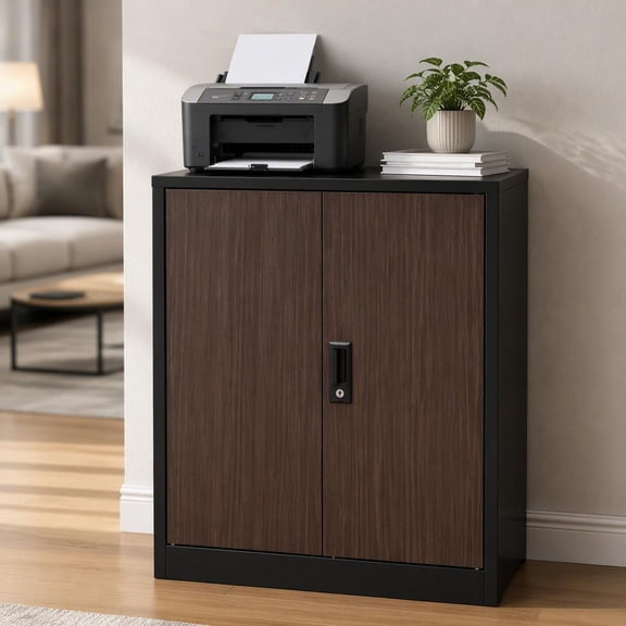 Lockable Folding Steel Storage Cabinet with Adjustable Shelving, Space-Saving Design for Home Office, Garage, or Classroom, Black