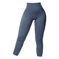 thumbnail image 3 of HEILAU High Waisted Leggings for Women Knitted Rib Peach Hip V Waist High Stretch Yoga Pants Leggings for Women Tummy Control Navy M, 3 of 5