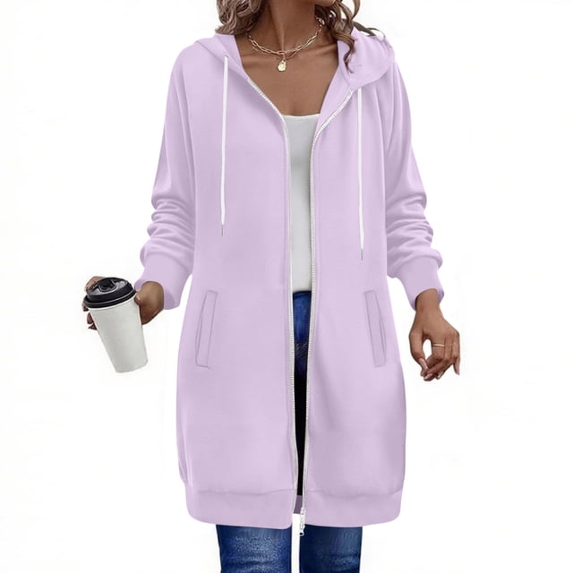 TaTaai Women's Everyday Hoodie, Long Sleeve Double Zipper, Soft Loose Fit with Pockets, Perfect for Casual Wear, Outdoor Use and Daily Activities Gift