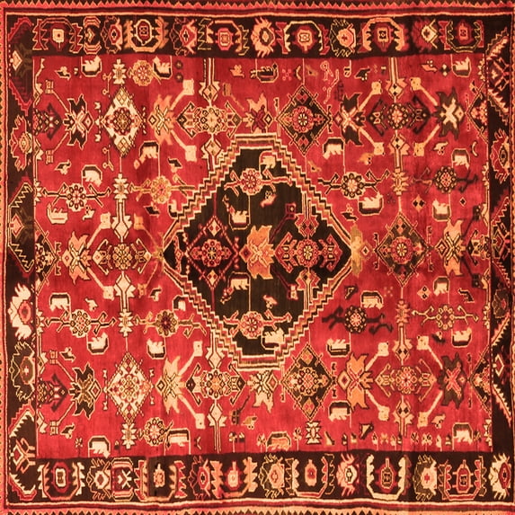 Ahgly Company Indoor Square Persian Orange Traditional Area Rugs, 8' Square