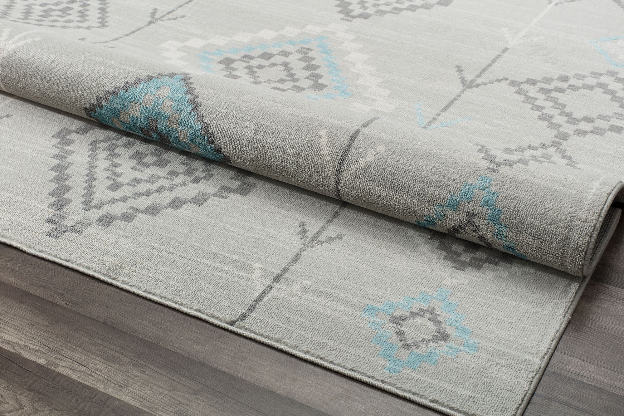 Soleil BR15K Native Turquoise Tribal Moroccan gray Area Rug, 8'9"x12'