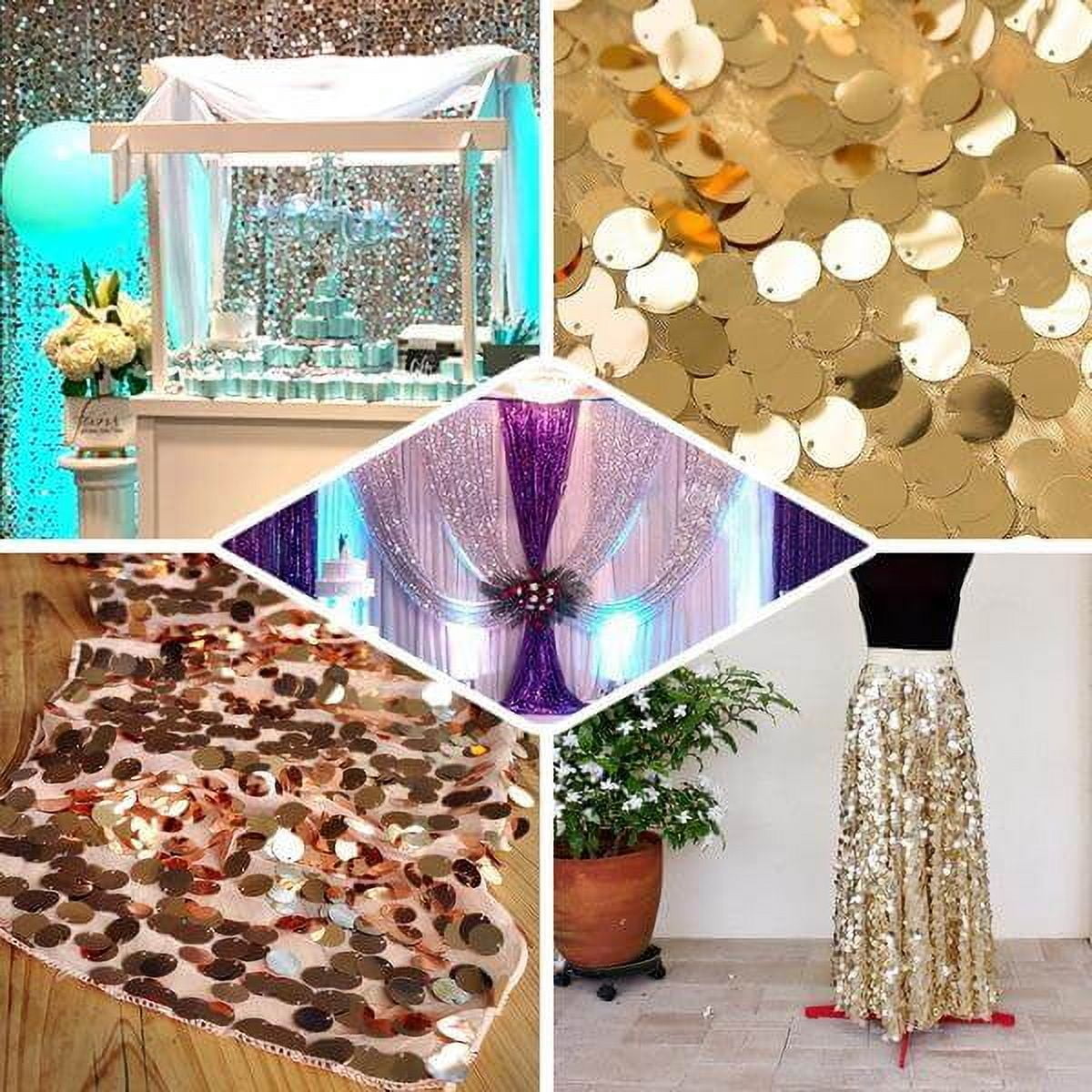 Efavormart 54" x 4 Yards - Payette Sequin Fabric Roll with Mesh Fabric Base for Event Decorations, Wedding Cake, Birthdays, Baby Shower - Hunter Emerald Green