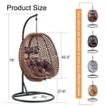 thumbnail image 3 of Ciphrias Egg Swing Chair with Stand 79" Hanging Basket Chair Brown Metal Frame with Cushion and Pillow for Patio Balcony Garden, 3 of 8