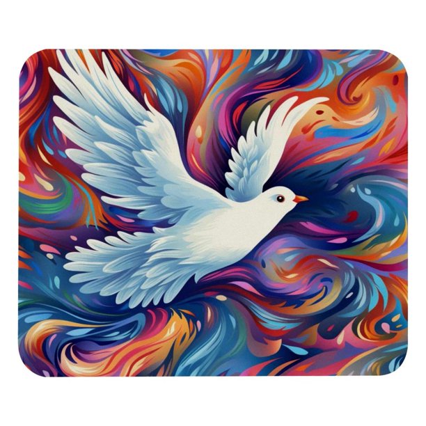 Alfombrilla de ratón con fondo pintado de paloma de la paz y base de goma antideslizante, cuadrada, protector para portátil, almohadillas de escritura, alfombrilla de ratón para juegos de