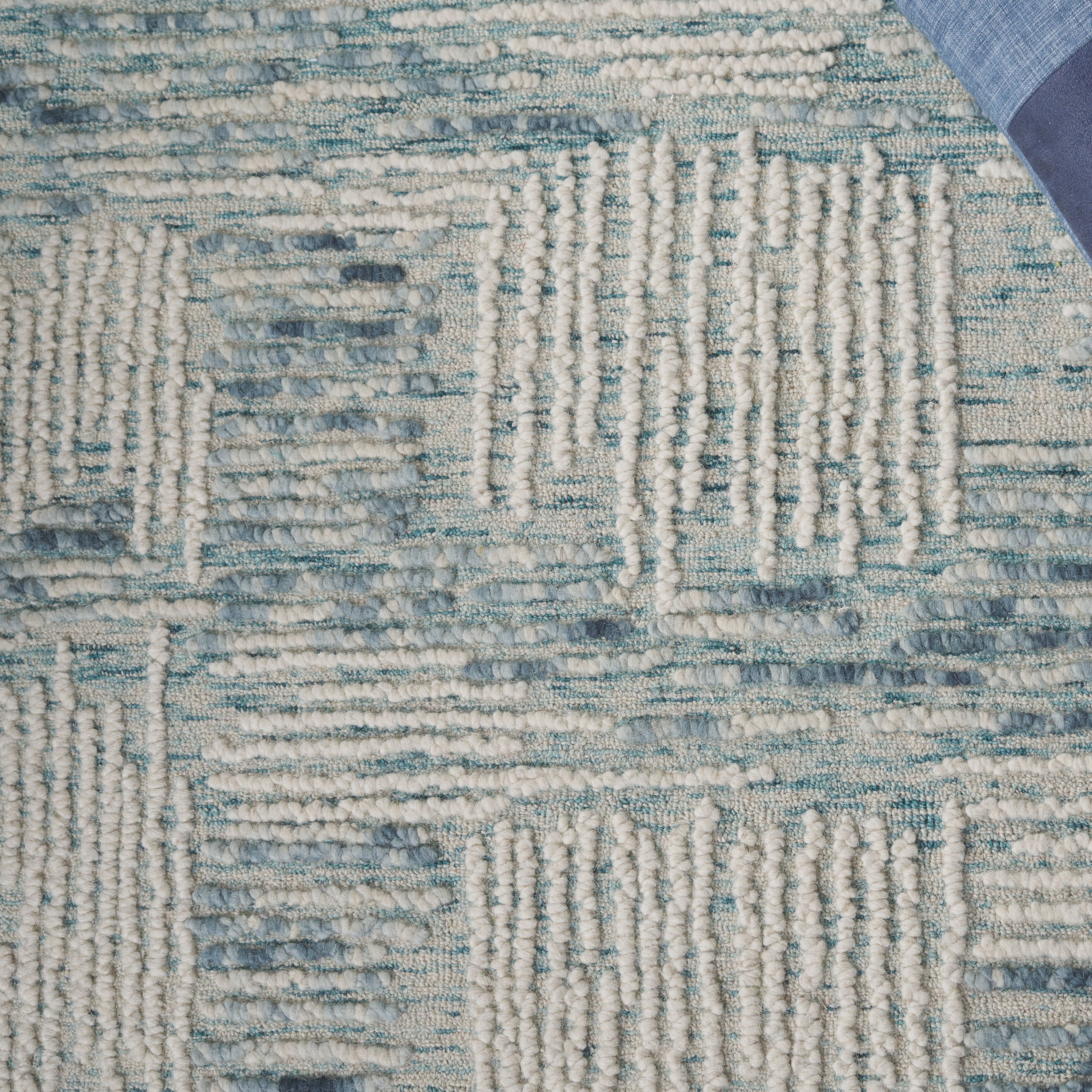 SAFAVIEH Abstract Salma Striped Geometric Area Rug, Blue/Ivory, 6' x 6' Square