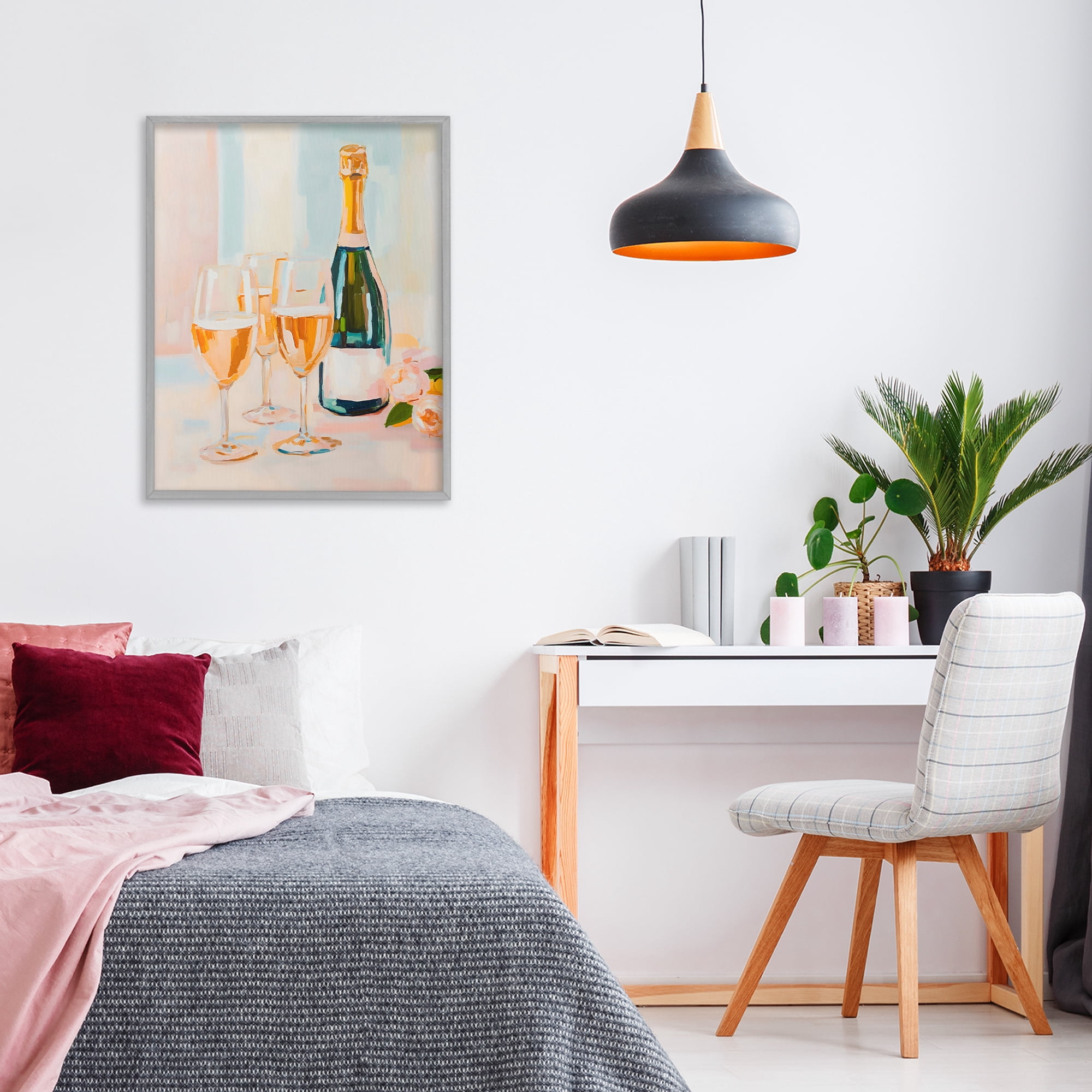 Stupell Industries Champagne Triple Toast Gray Framed Giclee Art, design by The Prints Vibe