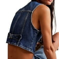 thumbnail image 3 of Women’s Vintage Denim Vest Sleeveless Button Down V Neck Jean Waistcoat Fashionable Casual Fitted Top for Layering, 3 of 3