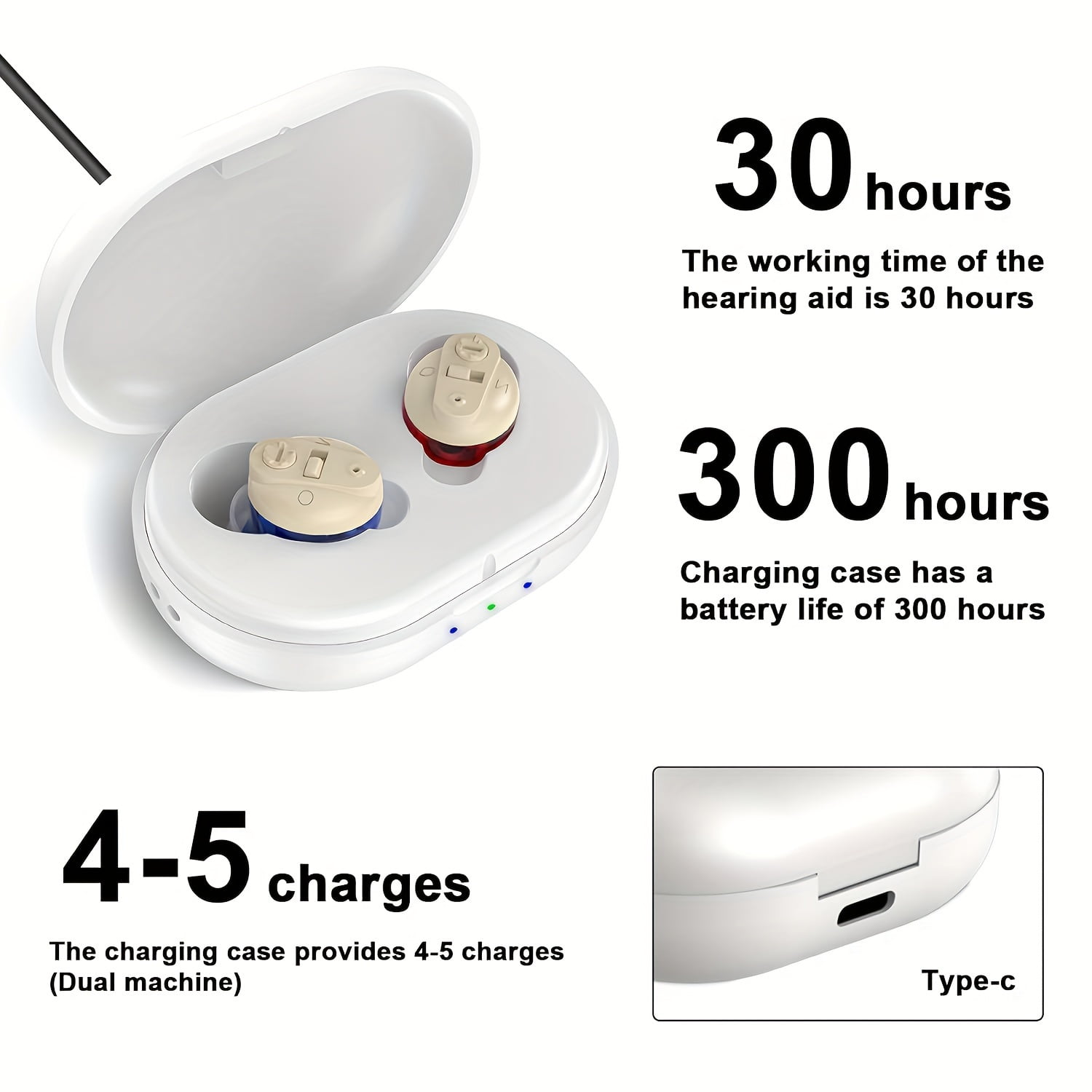 KOKCOOL Hearing Aids for Seniors Rechargeable with Noise Cancelling Hearing Aids Rechargeable Severe Hearing Loss with Portable Charging Case (White)