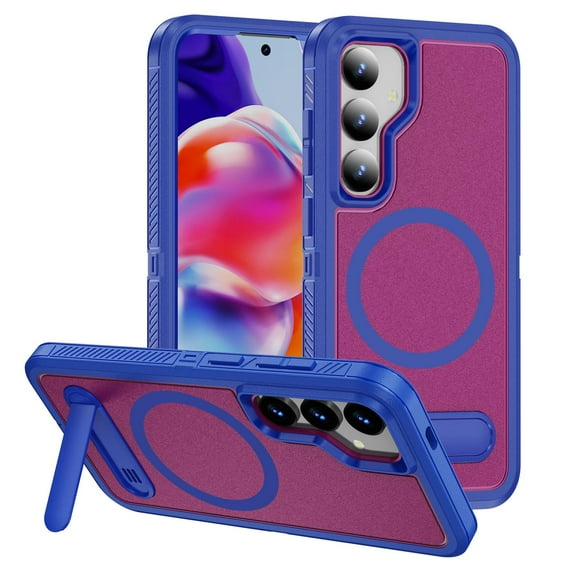 Strong Magnetic & Seamless Stand Designed for Samsung Galaxy S24 Plus Case, Compatible with MagSafe, for Galaxy S24 Plus Phone Case, Ultra Slim Frosted Matte Non Slip Drop Protection, Blue Rose