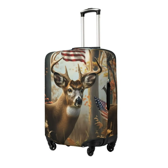 Hirioo American Wildlife Deer Forest for Elasticity Suitcase Cover (No luggage Included) Durable Luggage Protector Fits 18-32 Inch Luggage-Small