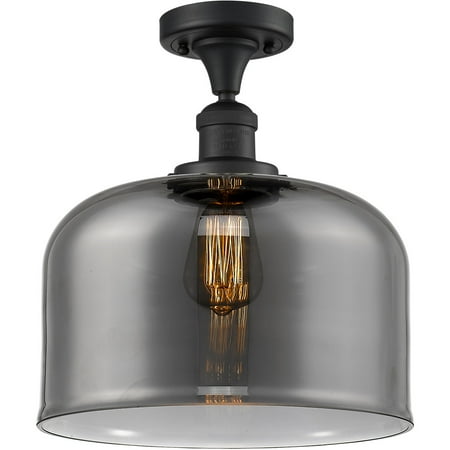 

Matte Black Tone Semi Flush 12 Wide Steel/Cast Brass/Glass Medium Base LED 1 Light Fixture