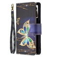 thumbnail image 5 of Nalacover for Samsung Galaxy S24 Ultra Zipper Wallet Case with Card Slots Holder, Floral Flower Pattern PU Leather Flip Cover for Women Girls, Wrist Strap Kickstand Magnetic Clasp Case, Gold Butterfly, 5 of 6