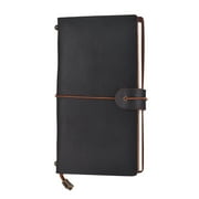 MIXFEER Refillable Leather Journal Travel Notebook Diary Business Notepad Card Holder Lined Blank Grid Paper with Elastic Strap for Men & Women Writing