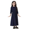 thumbnail image 2 of XAOFW Girls Dress Elegant Maxi Teen Long Sleeve Crew Neck Solid Color Soft Breathable Party Night Dresses, 2 of 7
