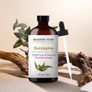 MAJESTIC PURE Eucalyptus Essential Oil | 100% Pure and Natural Eucalyptus Oil | Premium Grade Essential Oils for Hair Care, Home Diffusers, Skin, Aromatherapy, Massage and Humidifiers | 4 Fl Oz
