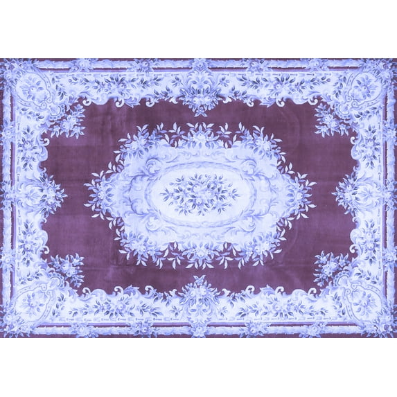 Ahgly Company Machine Washable Indoor Rectangle Medallion Blue French Area Rugs, 2' x 5'