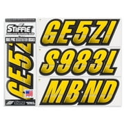 STIFFIE Techtron Yellow/Black 3" Alpha-Numeric Identification Custom Kit Registration Numbers & Letters Marine Stickers Decals for Boats & Personal Watercraft PWC