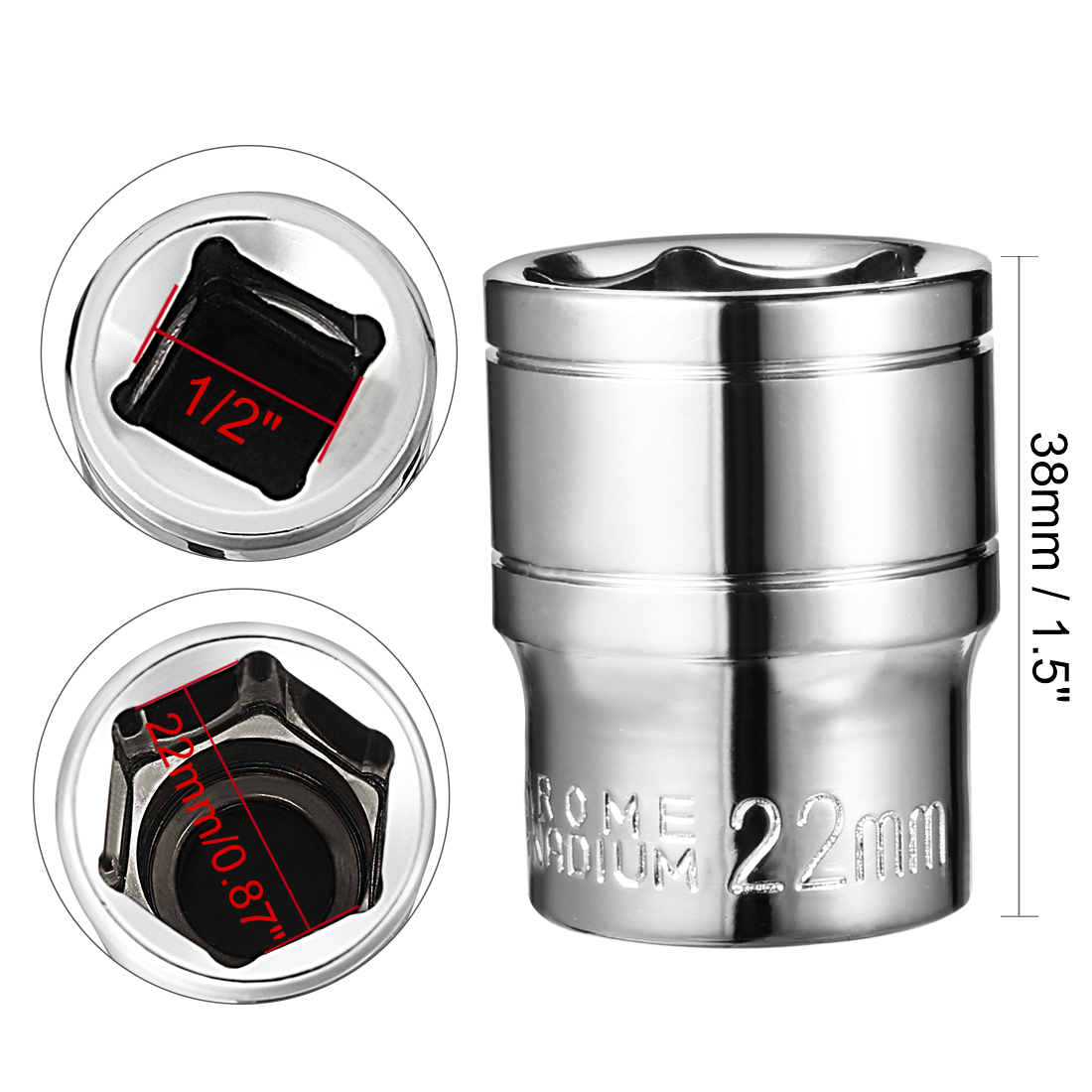 パートリッジオブレディッチ　7'2/1 #5 REGALWOVEN 1/2-inch Drive 22mm 6-Point Shallow Socket, Cr-V