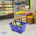 thumbnail image 3 of Shopping Baskets with Handles Plastic Shopping Totes Set of 12 Blue Handheld, 3 of 12