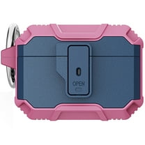 ELEHOLD Rugged Case compatible with Airpods Pro 2nd Gen 2022, Secure Lock Clip Full Body Hard Shell Shockproof Anti-Scratch Case with Carabiner Key-Chain for Airpods Pro 2 (2022),E