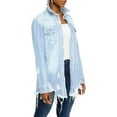 thumbnail image 1 of Veste en Jean pour Femmes à Manches Longues Classique, Délavée, Papillon, Chemise en Denim Surdimensionnée, Manteau, 1 of 3