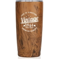 Vintage 1964 60th Birthday Gifts for Men & Women Insulated Stainless Steel Tumbler - 60 Year Old Presents Best Gift for Him & Her 60th Party Decorations Supplies (Wood)