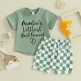 thumbnail image 2 of Bagilaanoe 2pcs Toddler Baby Boy Shorts Set Short Sleeve Letter Print T Shirt Tops + Checkerboard Shorts 6M 12M 18M 24M 3T Kids Casual Summer Clothes, 2 of 8