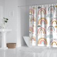 thumbnail image 3 of Extra Long Boho Shower Curtain 72x84 Inches - Vintage Floral & Tropical Leaves Pattern, Waterproof Bohemian Bathroom Decor with 12 Hooks, Tribal Rustic Style, 3 of 5