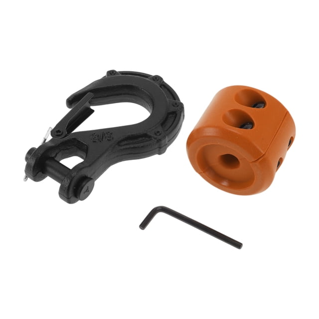 Ganchos para Cubo de Tractor Unique Bargains 3/8" Accesorios Frontales para Tractor Gancho de Agarre de Cubo Metal 3.27"x4.92" Negro 15 Ton con 1 Tope Naranja y 1 Llave Pequeña 1 Juego
