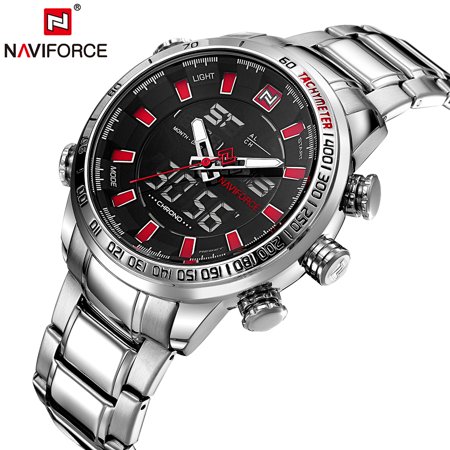 Naviforce Luxe A Double Affichage Digital Quartz Montre Hommes Acier Inoxydable Luminous Sports Montre Chronographe Horloge Homme Etanche A L Eau Boite Cadeau Walmart Canada