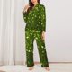 thumbnail image 2 of Fotbe Green Glitter Sparkle Conjunto de Pijama de Manga Larga para Mujer con Estampado, Ropa de Dormir de 2 Piezas, Conjunto de Casa Suave y Cómodo con Bolsillos-Small, 2 of 7