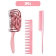 thumbnail image 3 of Graflsoa 3-Piece Hair Detangling Brush and Comb Set for All Hair Types - Green ABS Plastic Styling Tools with Air Vent Holes and Rounded Teeth for Gentle Scalp Massage and Reduced Hair Loss, 3 of 7