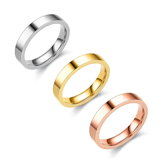 4mm 3pcs Stainless Steel Ring Set Simple Gold/Silver/Rose Gold Wedding Band for Men Women Size 7-11