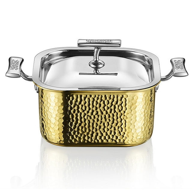 Olla caliente de acero inoxidable Macarena con tapa olla gruesa para Ramen fiesta restaurante oro