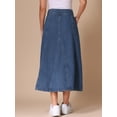 thumbnail image 3 of DARING DIVA Women's High Waisted A-Line Frayed Midi Skirt with Pockets XS Blue, 3 of 6