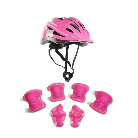 Inteprter Casco con ruedas para niños Almohadilla ajustable Niños Niñas Deportes Rodillera Codera Guardias Monopatín Patinaje Equilibrio Type2 NO2