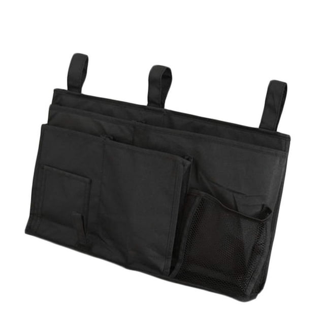 Bolsa de almacenamiento colgante para mesita de noche, organizador con 8 bolsillos para dormitorios con literas y barandillas de cama de hospital, color negro