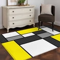 thumbnail image 4 of Modern Color Blocks Washable Area Rugs 3'x5', Gray Yellow White Rectangle Geometric Low Pile Throw Living Room Rug Non-Slip Sturdy Edge Binding Carpet for Indoor Entryway Bedside Kitchen, 4 of 9