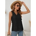 thumbnail image 2 of SHOWMALL Women's Tank Tops Casual Lace Trim Embroidered Hollow Out Full Liner V Neck Summer Sleeveless Shirts, Black, Size Large, 2 of 7
