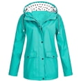 thumbnail image 2 of iHPH7 Fall Fashion Lightweight Rain Jacket Women Hooded Rain Jacket Women Waterproof Hiking Jacket Windbreaker Jacket Women Waterproof Trench Coat Women Womens Fall Jackets Mint Green XXL, 2 of 4