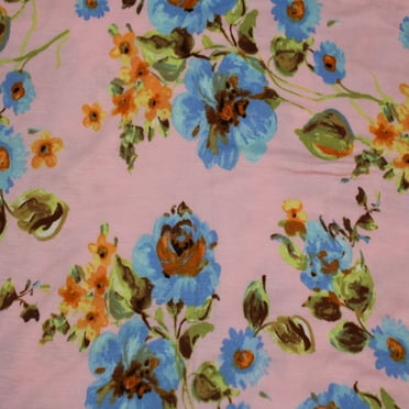 Blush Blue 60" Wide Rayon Spandex Printed Jersey Knit Fabric by The Yard-4-Way Stretch, 180GSM-Soft & Breathable-Apparel, Accessories, Maternity, Decoration & Crafts.