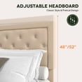thumbnail image 6 of Amolife Queen Bed Frame with Adjustable Headboard, Fabric Upholstered Platform Bed, No Box Spring Required, Beige, 6 of 8