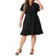 thumbnail image 1 of GRACE & GRANDEUR Vestido de Verano para Mujeres Talla Grande con Cuello en V, Mangas Cortas y Cintura Ajustable 3X Negro, 1 of 8
