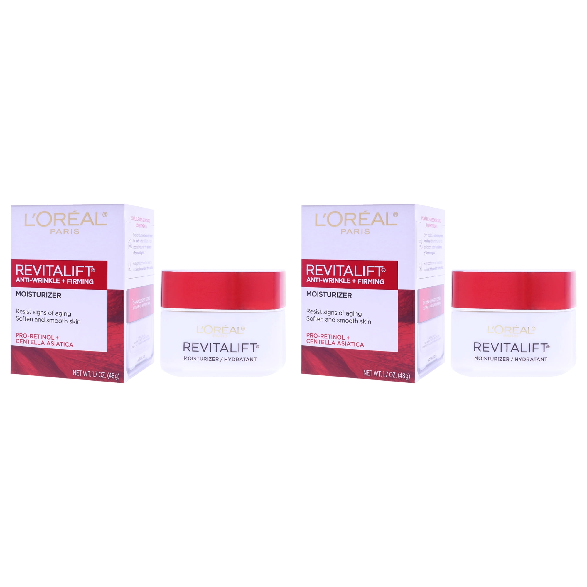 Revitalift Anti Wrinkle and Firming Day Cream by L'Oréal Paris for Unisex - 1.7 oz Moisturizer - Pack of 2