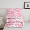 thumbnail image 5 of Twin Boho Rainbow Comforter Set, Cartoon Love Heart Bedding Set Rainbow Gifts For Women, Sun Stars Iridescent Quilt Pink And White Soft Microfiber Duvet Insert 2 Pcs With 1 Pillow Case, 5 of 6