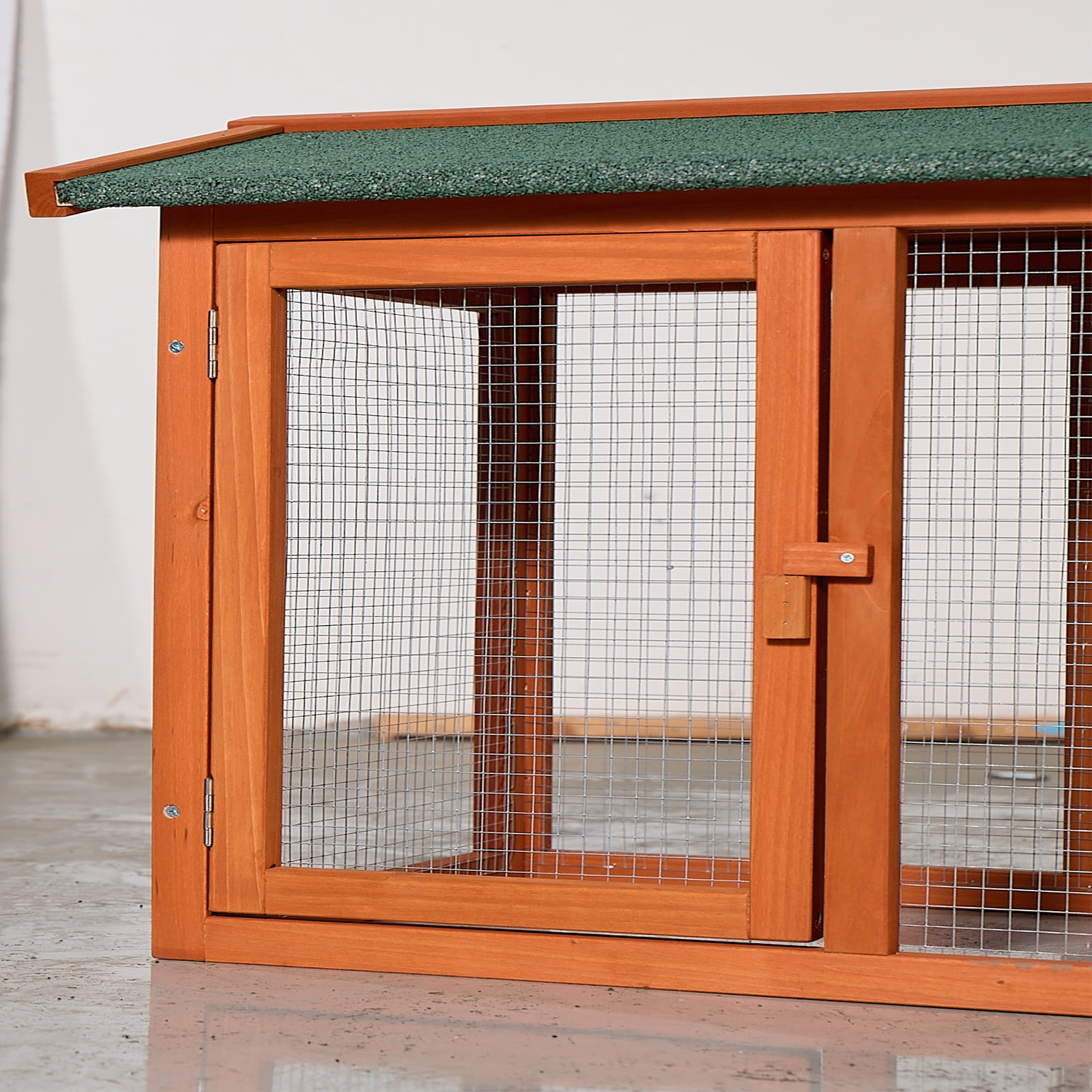 Zephypaws 90" Wooden Rabbit Hutch,Bunny Cage Pet Playpen House Enclosure with Double Side Run Boxes,No Leak Tray,Ramp,for Guinea Pig and Small Animals,Brown